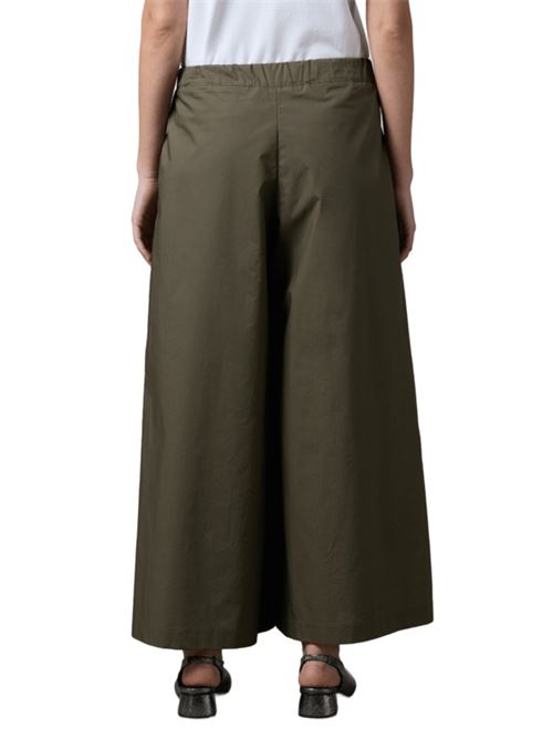 pantaloni donna ampi cotone verde militare ROBERTO COLLINA | 513645124